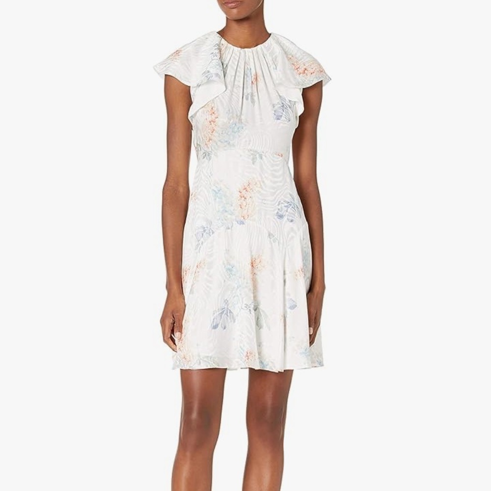 Rebecca Taylor Women's Short Sleeve Hydrangea Dress Snow Combo Size 00